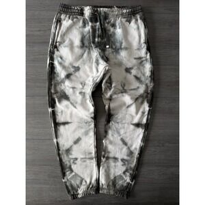 TALENTLESS Tie Dye Sweatpants Joggers Grey White Cotton Elastic Waist Drawstring